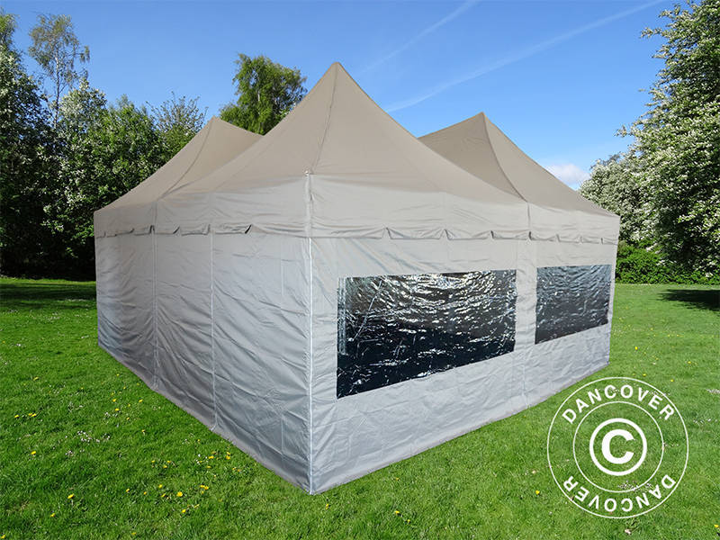Pop up gazebo FleXtents PRO Peak Pagoda 6x6 m, Latte, Incl. 8 sidewalls