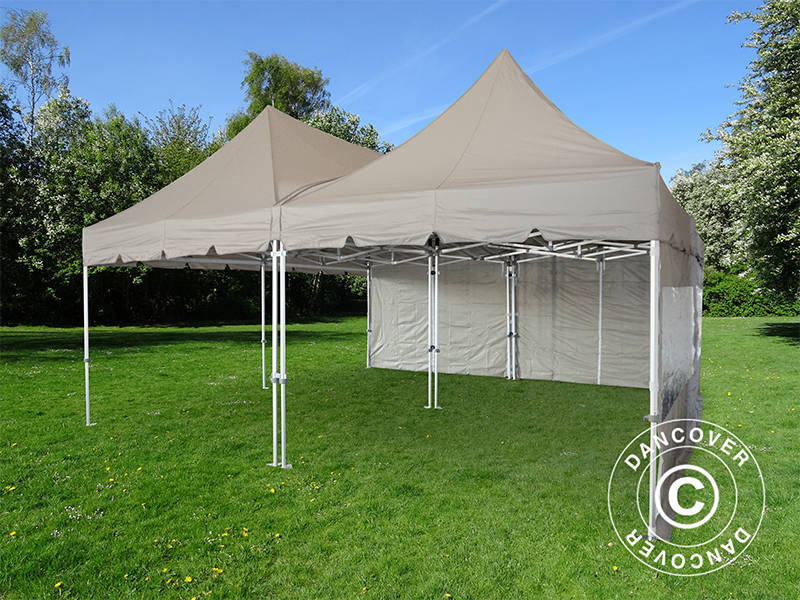 Pop up gazebo FleXtents PRO Peak Pagoda 6x6 m, Latte, Incl. 8 sidewalls