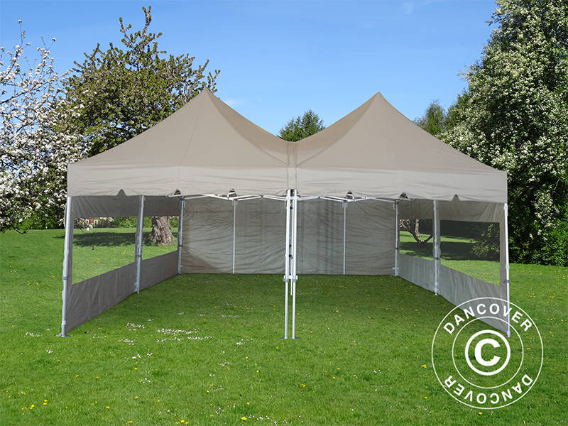 Pop up gazebo FleXtents PRO Peak Pagoda 6x6 m, Latte, Incl. 8 sidewalls