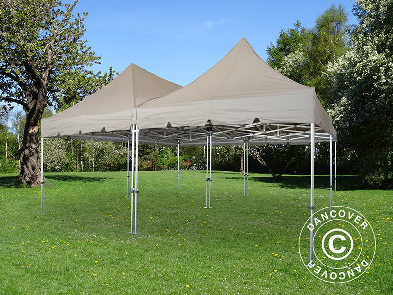 Pop up gazebo FleXtents PRO Peak Pagoda 6x6 m, Latte, Incl. 8 sidewalls
