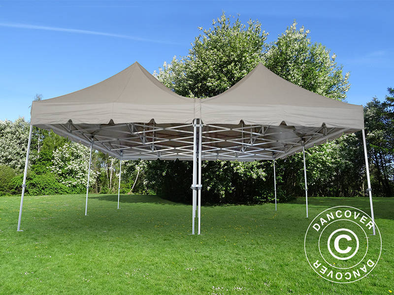Pop up gazebo FleXtents PRO Peak Pagoda 6x6 m, Latte, Incl. 8 sidewalls