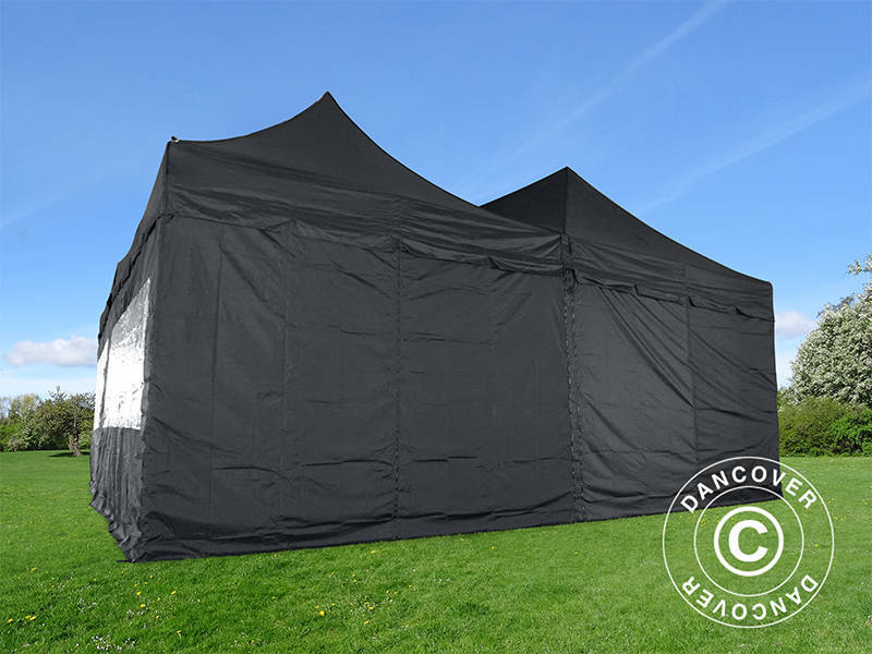 Pop up gazebo FleXtents PRO Peak Pagoda 6x6 m, Black, Incl. 8 sidewalls