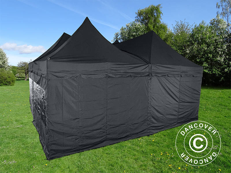 Pop up gazebo FleXtents PRO Peak Pagoda 6x6 m, Black, Incl. 8 sidewalls