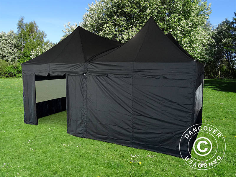 Pop up gazebo FleXtents PRO Peak Pagoda 6x6 m, Black, Incl. 8 sidewalls