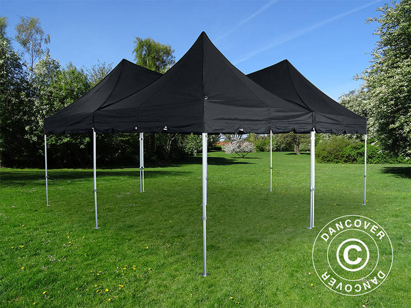 Pop up gazebo FleXtents PRO Peak Pagoda 6x6 m, Black, Incl. 8 sidewalls