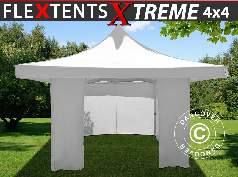 Pop up gazebo FleXtents Pagoda Xtreme 50 4x4 m / (5x5 m) White, incl. 4 sidewalls