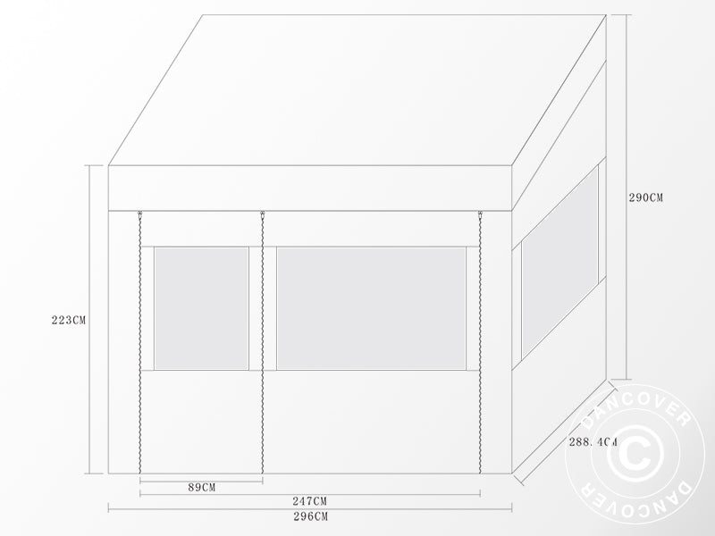 Pop up gazebo FleXtents PRO Trapezo 3x3 m White, incl. 4 sidewalls