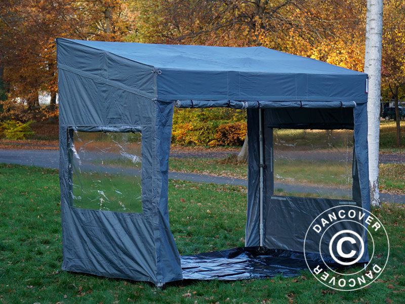 Pop up gazebo FleXtents PRO Trapezo 3x3 m Grey, incl. 4 sidewalls