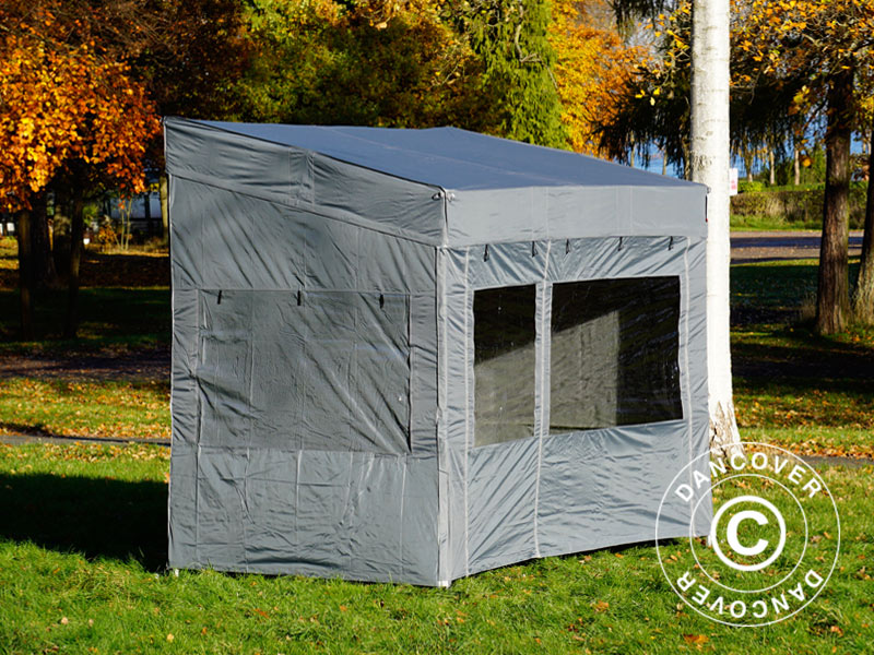 Pop up gazebo FleXtents PRO Trapezo 3x3 m Grey, incl. 4 sidewalls