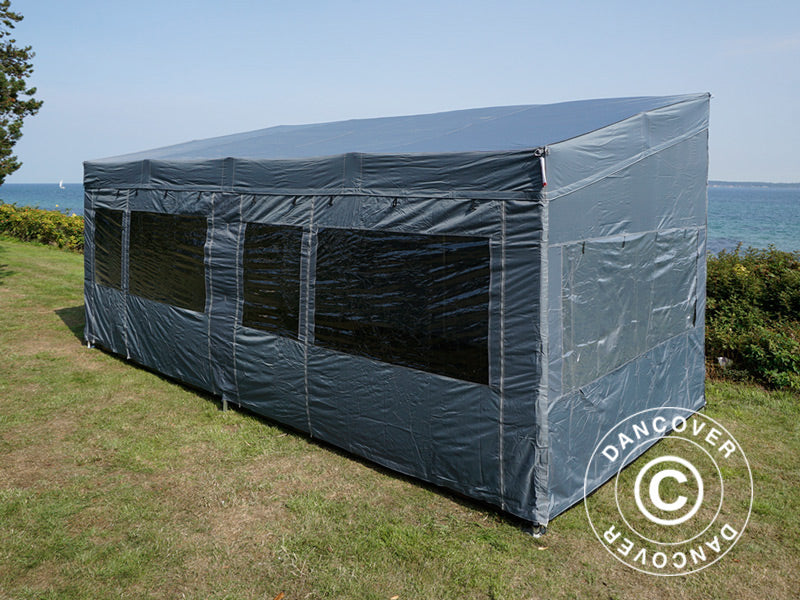 Pop up gazebo FleXtents PRO Trapezo 3x6 m Grey, incl. 4 sidewalls