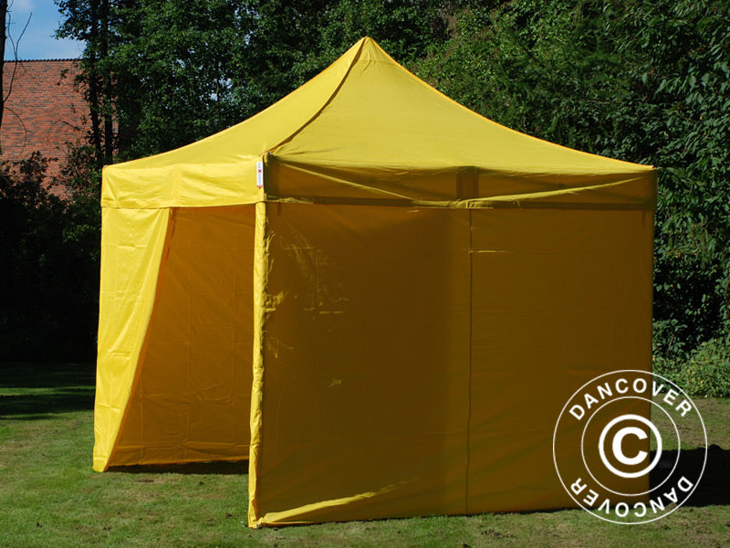 Pop up gazebo FleXtents PRO Steel 3x3 m Yellow, incl. 4 sidewalls