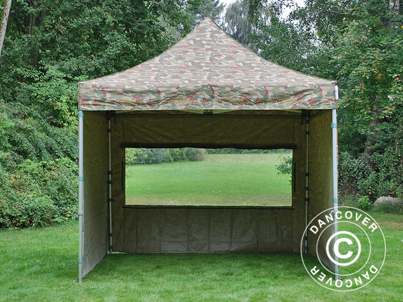 Pop up gazebo FleXtents PRO Steel 3x3 m Camouflage/Military, incl. 4 sidewalls