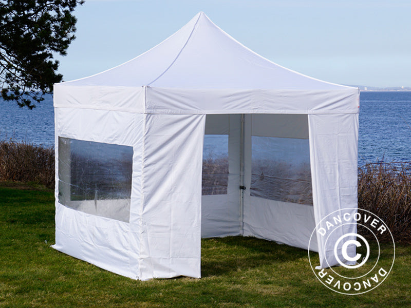 Pop up gazebo FleXtents PRO Steel 3x3 m White, incl. 4 sidewalls