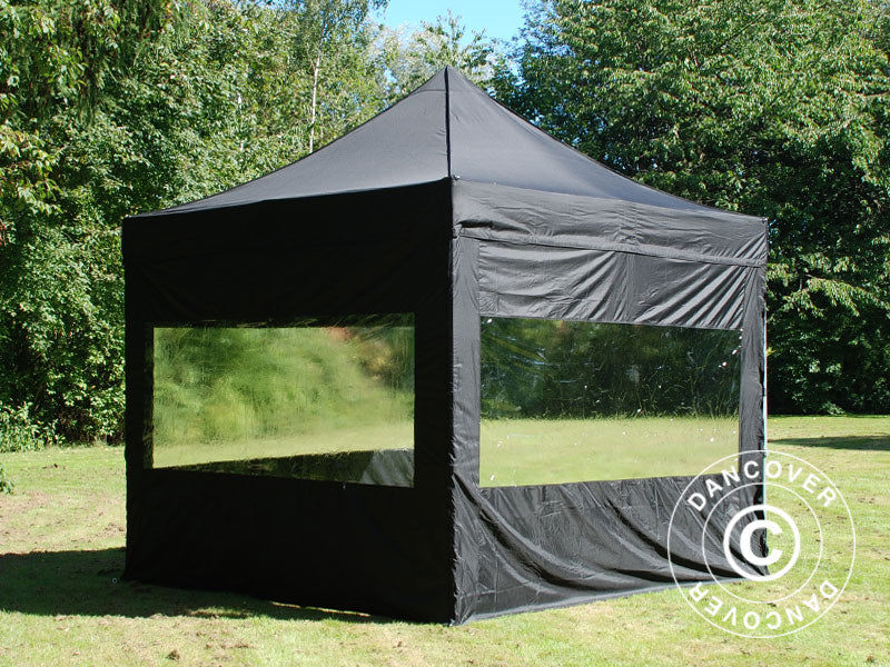 Pop up gazebo FleXtents PRO Steel 3x3 m Black, incl. 4 sidewalls
