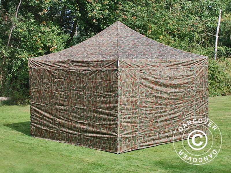 Pop up gazebo FleXtents PRO Steel 4x4 m Camouflage/Military, incl. 4 sidewalls ONLY 2 PCS. LEFT