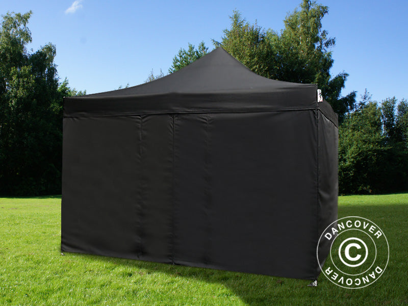 Pop up gazebo FleXtents PRO Steel 4x4 m Black, Flame retardant, incl. 4 sidewalls
