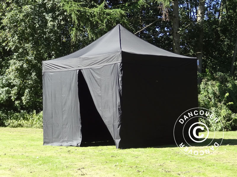 Pop up gazebo FleXtents PRO Steel 3x3 m Black, incl. 4 sidewalls