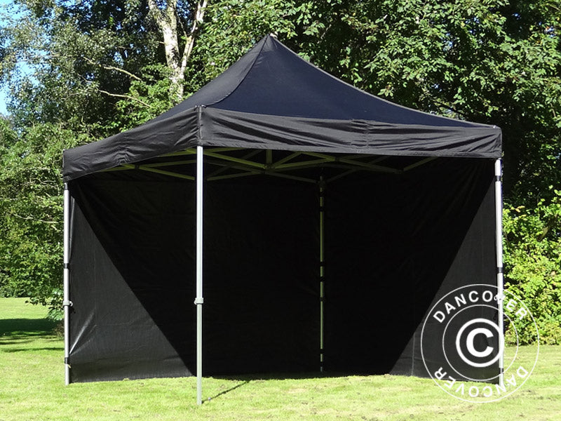 Pop up gazebo FleXtents Steel 3x3 m Black, incl. 4 sidewalls