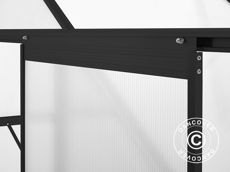 Greenhouse Polycarbonate 5.89 m², 1.9x3.1x2.05 m w/base, Black