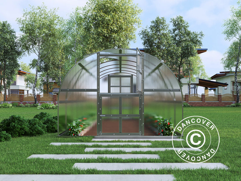 Greenhouse polycarbonate TITAN Arch 320, 24 m², 3x8 m, Silver