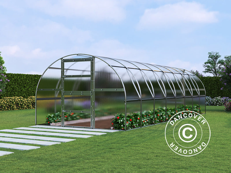 Greenhouse polycarbonate TITAN Arch 280, 24 m², 3x8 m, Silver