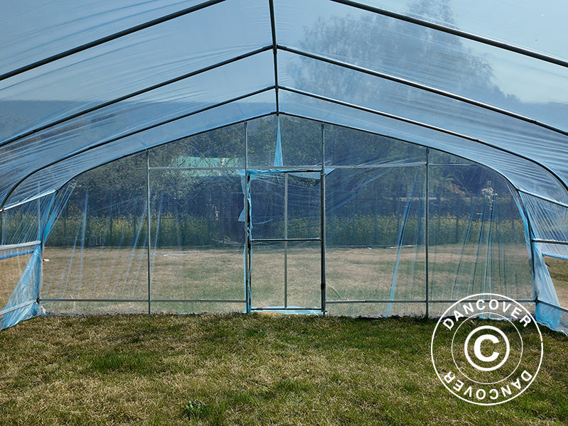 Polytunnel Greenhouse, 6x20x2,5m, 100-micron PO Film, Transparent