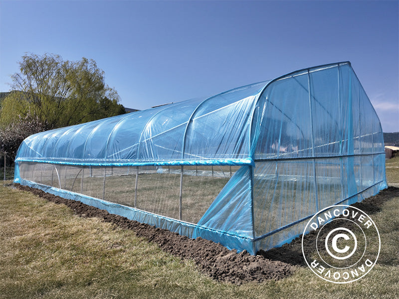 Polytunnel Greenhouse, 7.5x10x3 m, 100-micron PO Film, Transparent