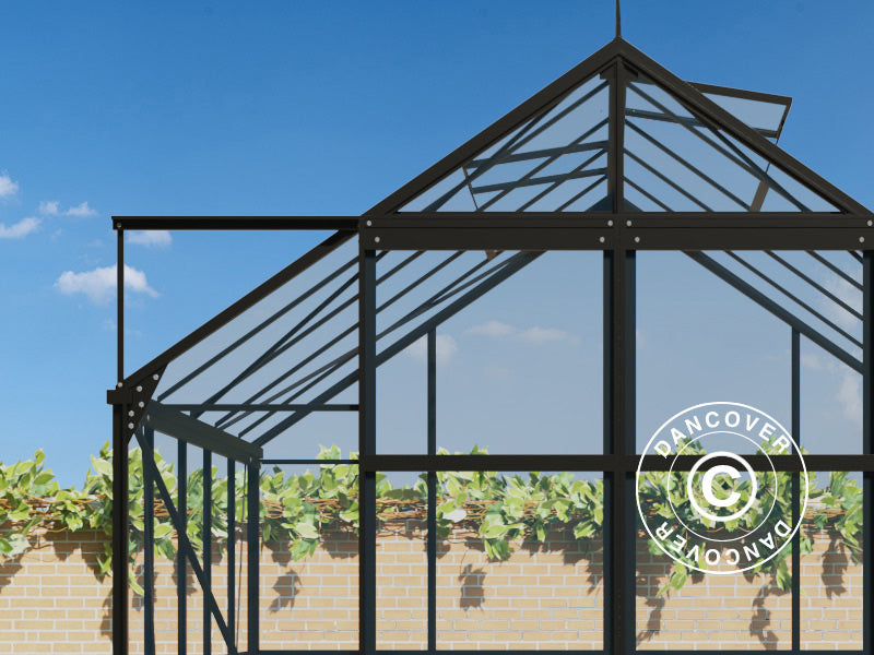 Greenhouse glass 2.44x3.08x2.34 m w/base and cresting, 7.51 m², Black