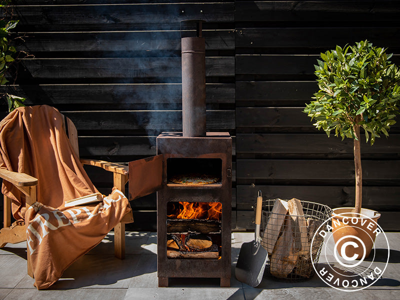 Pizza oven for firewood, 38.9x38.9x140.5 cm, Rust