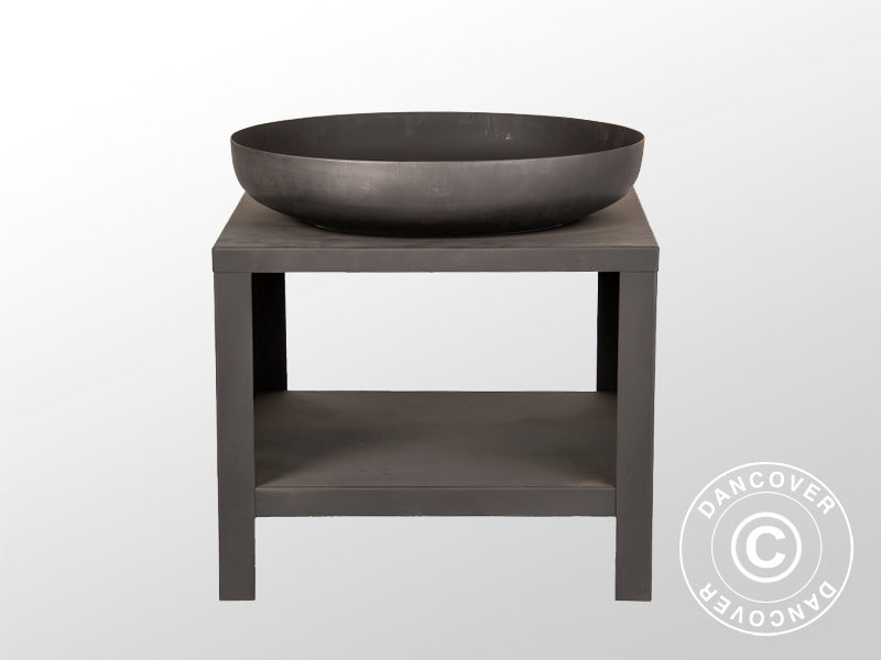 Fire bowl with wood storage, 60.9x60.9x62 cm, Black