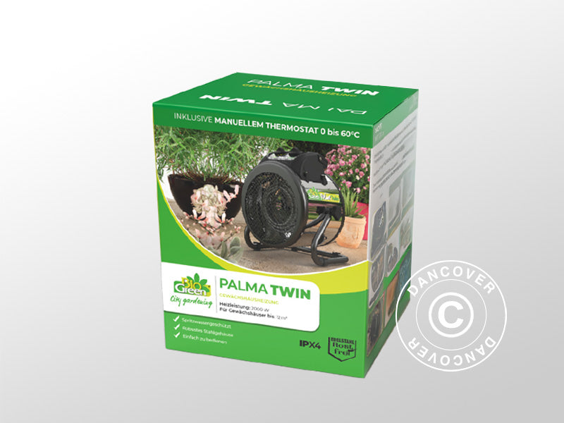 Greenhouse heater, Palma Twin, manual, 1000/2000 W, Black/Silver