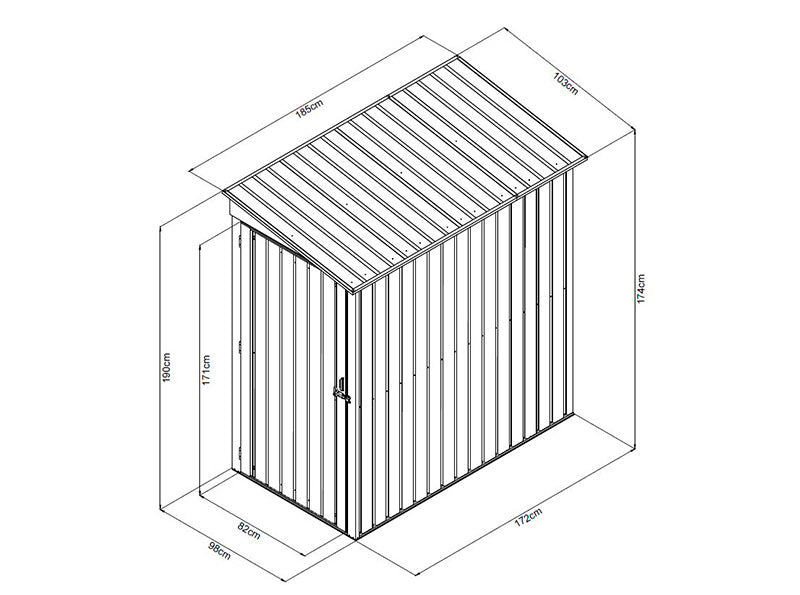 Garden shed, 1.03x1.85x1.9 m ProShed®, 1.91 m², Anthracite