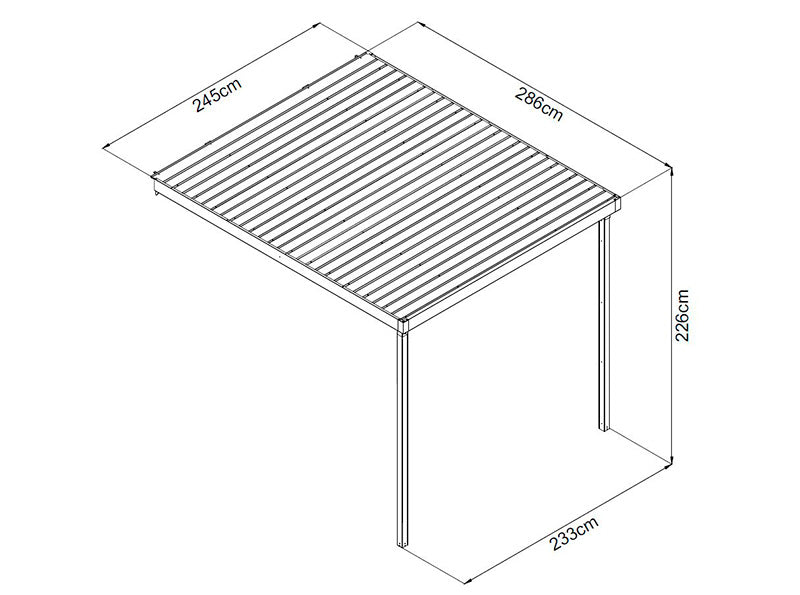 Garden shed w/skylight + overhang, 4.9x2.45x2.26 m, 12.0 m², Anthracite