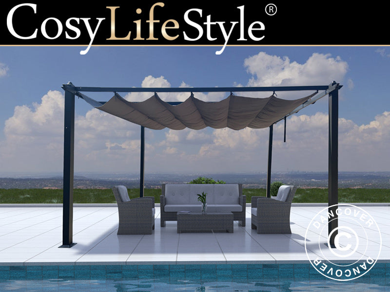 Pergola gazebo Santa Cruz, 3x3 m, Dark grey