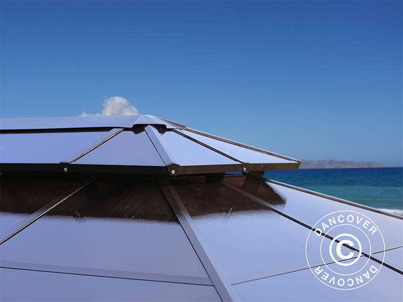 Gazebo Santa Ana Alu+ w/curtains and mosquito net, 3x4 m, Brown