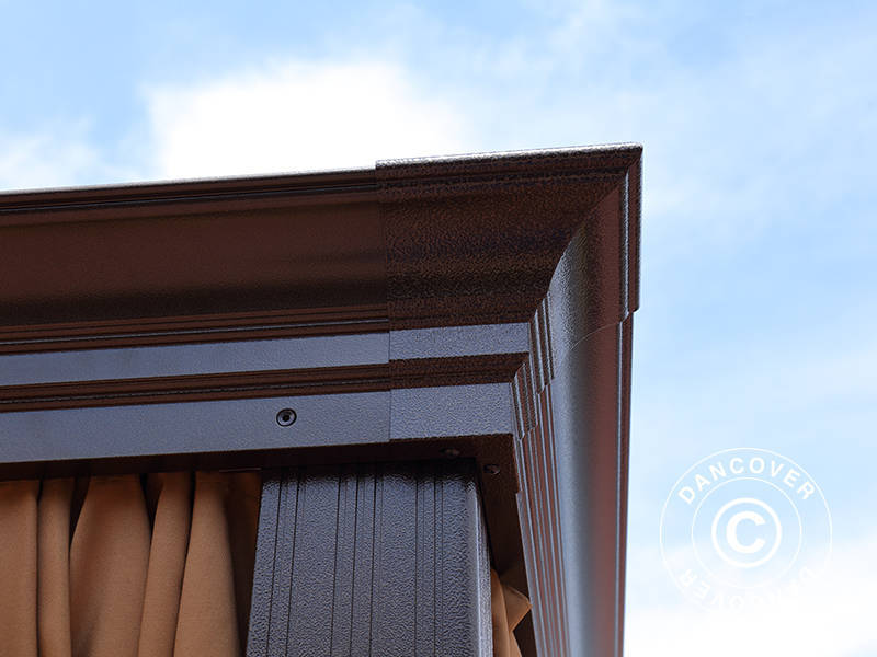 Gazebo Santa Fe w/curtains and mosquito net, 3x3.65 m, Brown