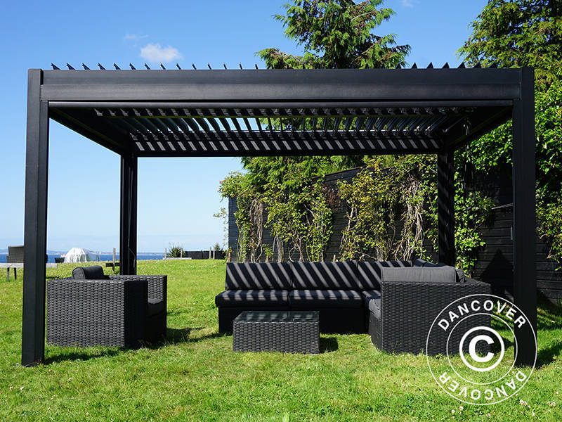 Bioclimatic pergola gazebo San Pablo Alu+, 3x4 m, Black