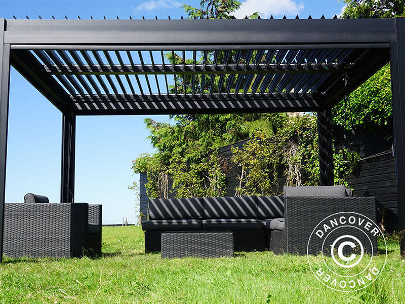 Bioclimatic pergola gazebo San Pablo Alu+, 3x4 m, Black