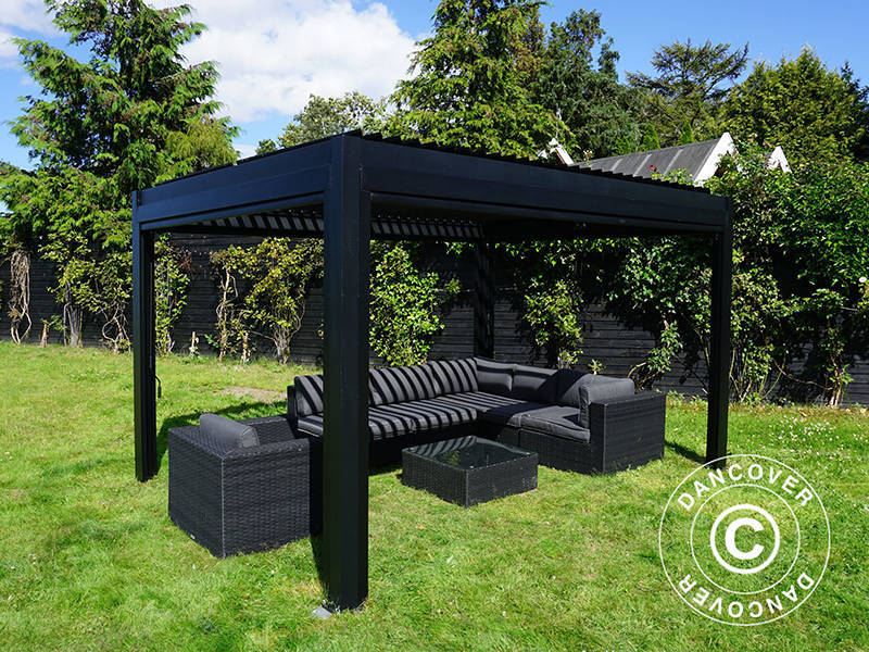 Bioclimatic pergola gazebo San Pablo Alu+, 3x4 m, Black