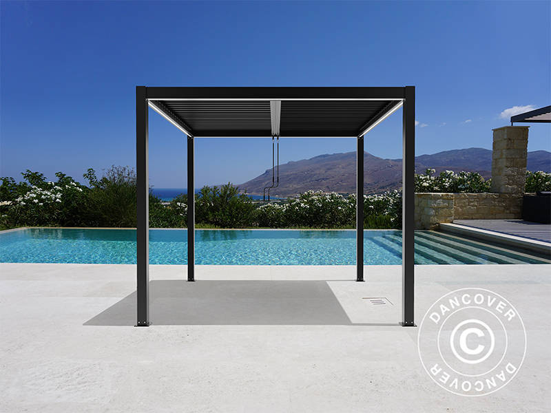 Bioclimatic pergola gazebo San Pablo Alu+, 4x4 m, Black