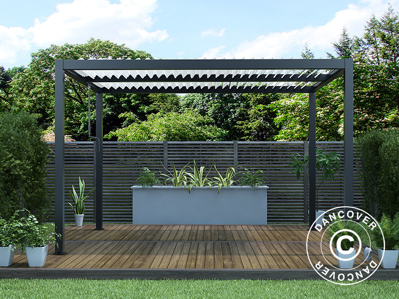 Bioclimatic pergola gazebo San Pablo Alu+, 4x4 m, Black/White