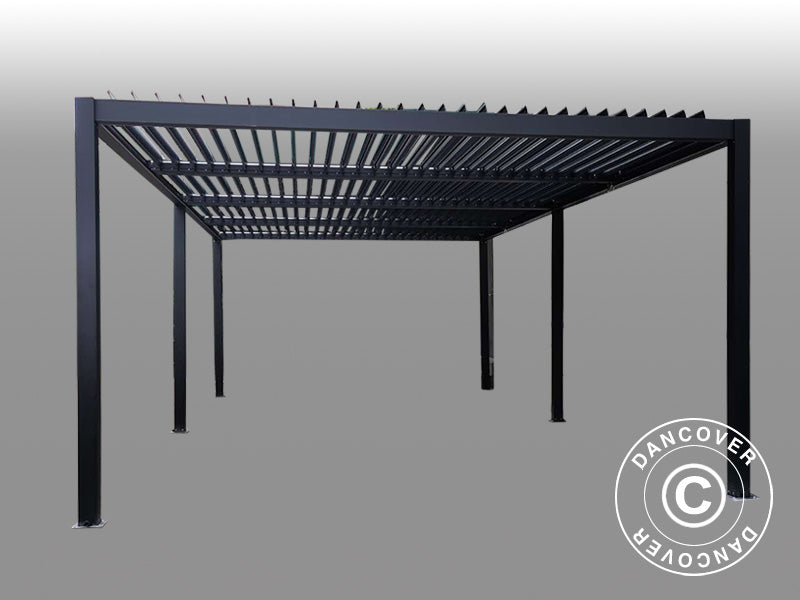 Bioclimatic pergola gazebo San Pablo Alu+, 3x5.8 m, Black