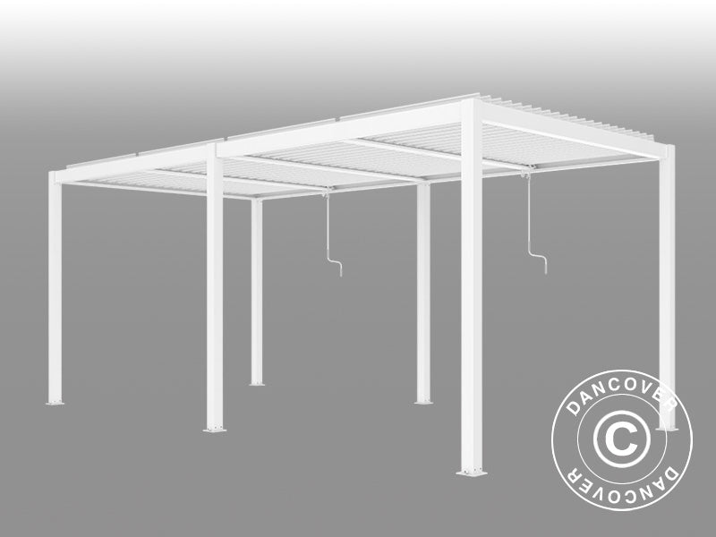 Bioclimatic pergola gazebo San Pablo Alu+, 3x5.8 m, White