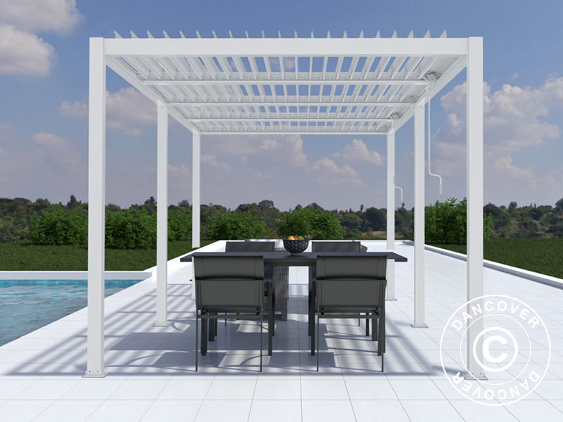 Bioclimatic pergola gazebo San Pablo Alu+, 4x5,8 m, White