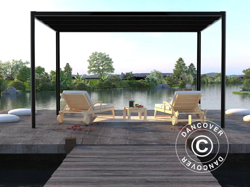 Pergola Gazebo San Fernando, 4x4m, Black/Dark Grey