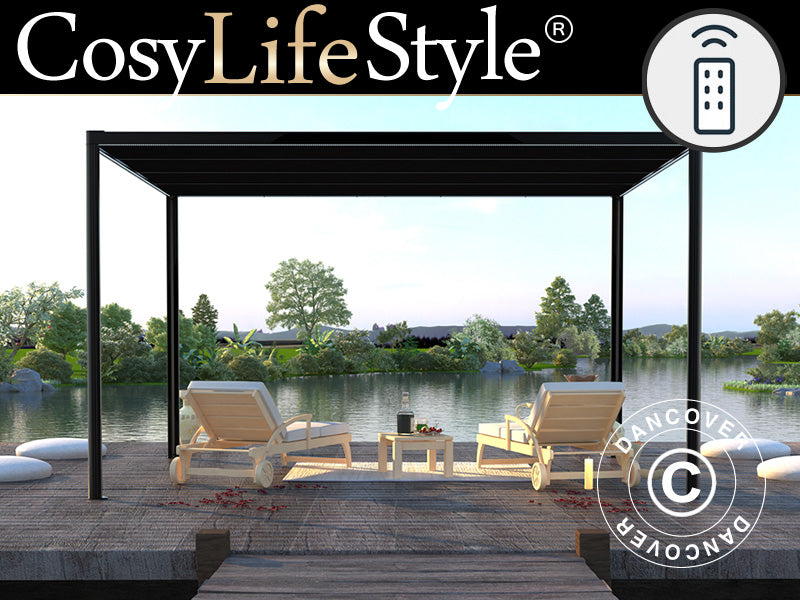 Pergola Gazebo San Fernando, 4x3m, Black/Dark Grey