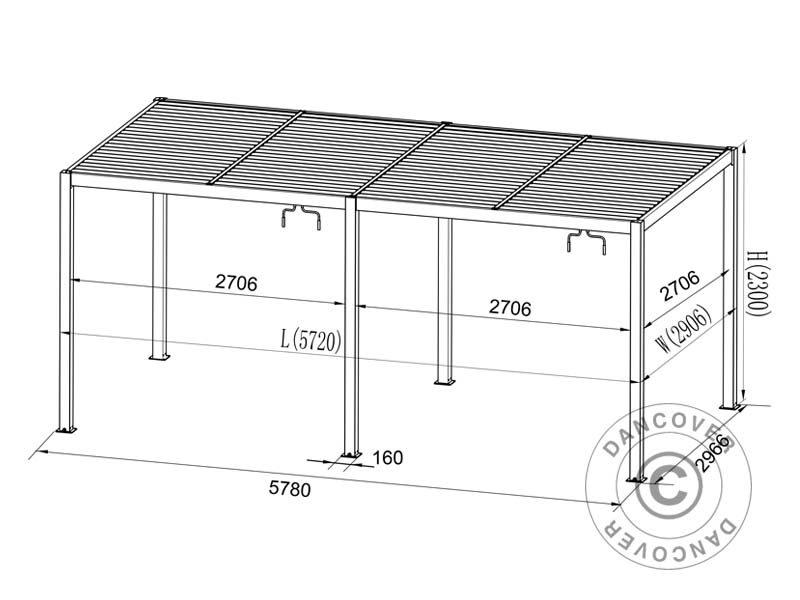 Bioclimatic pergola gazebo San Pablo Alu+ w/sliding doors, 3x5.8 m, White