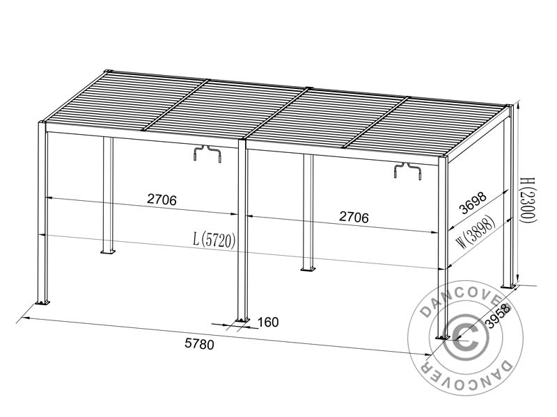 Bioclimatic pergola gazebo San Pablo Alu+ w/sliding doors, 4x5.8 m, Black
