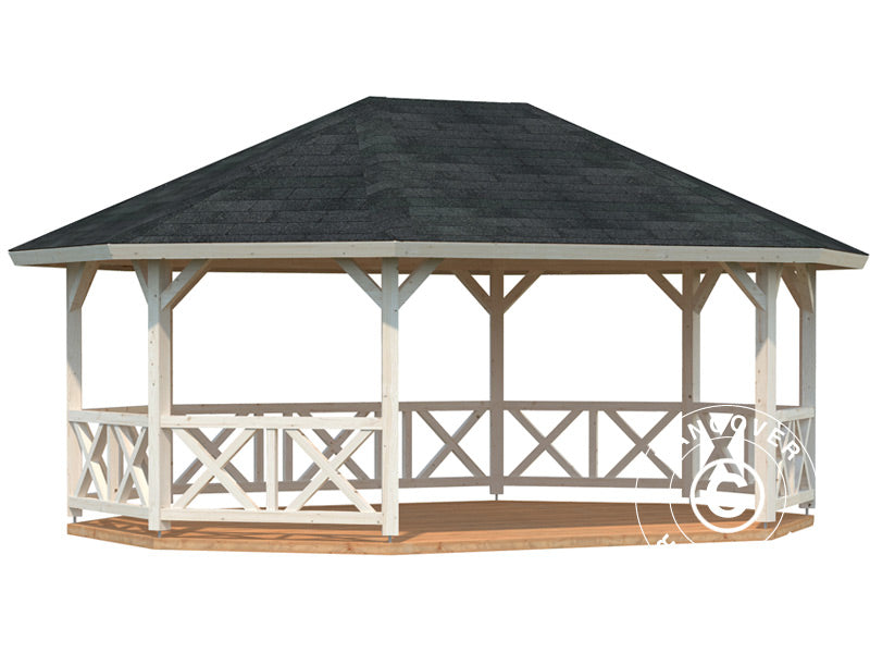Wooden Gazebo w/Wooden floor, 4.67x6.17x3.62 m, 25 m², Floor Natural