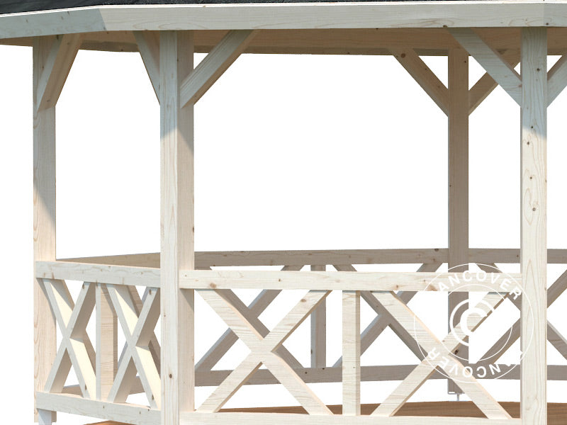 Wooden Gazebo w/Wooden floor, 4.67x6.17x3.62 m, 25 m², Floor Natural